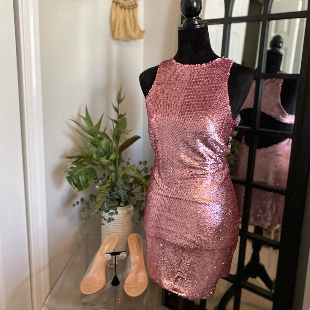 Super cute pink sequin cocktail dress